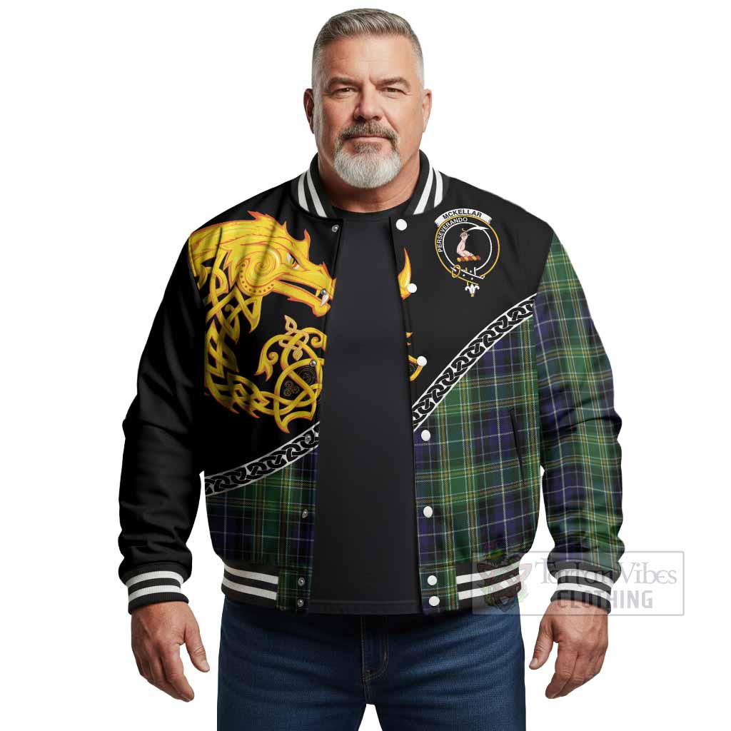 McKellar Tartan Crest Baseball Jacket Legendary Dragon Knot Half Style - Tartan Vibes Clothing