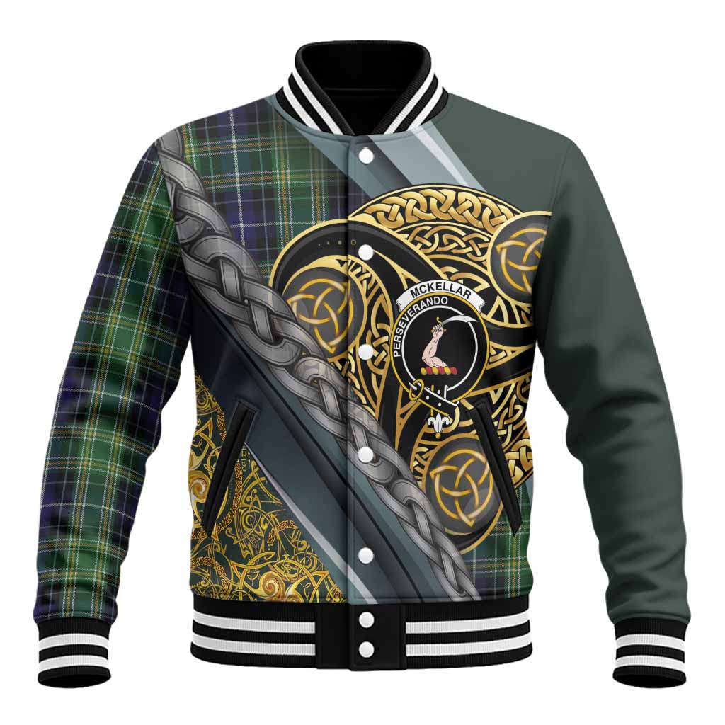 McKellar Tartan Crest Baseball Jacket Scottish Triskele Celtic Unisex - Tartan Vibes Clothing