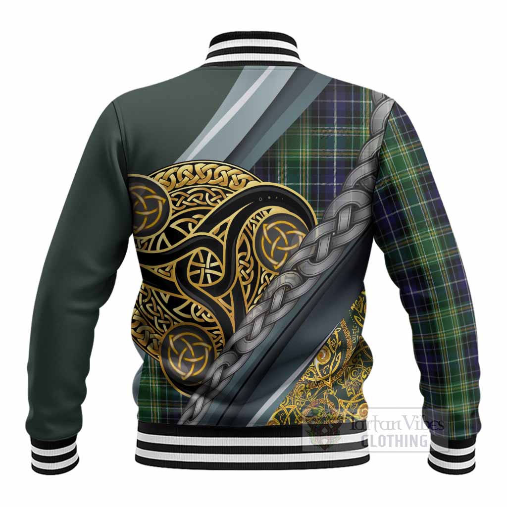 McKellar Tartan Crest Baseball Jacket Scottish Triskele Celtic - Tartan Vibes Clothing