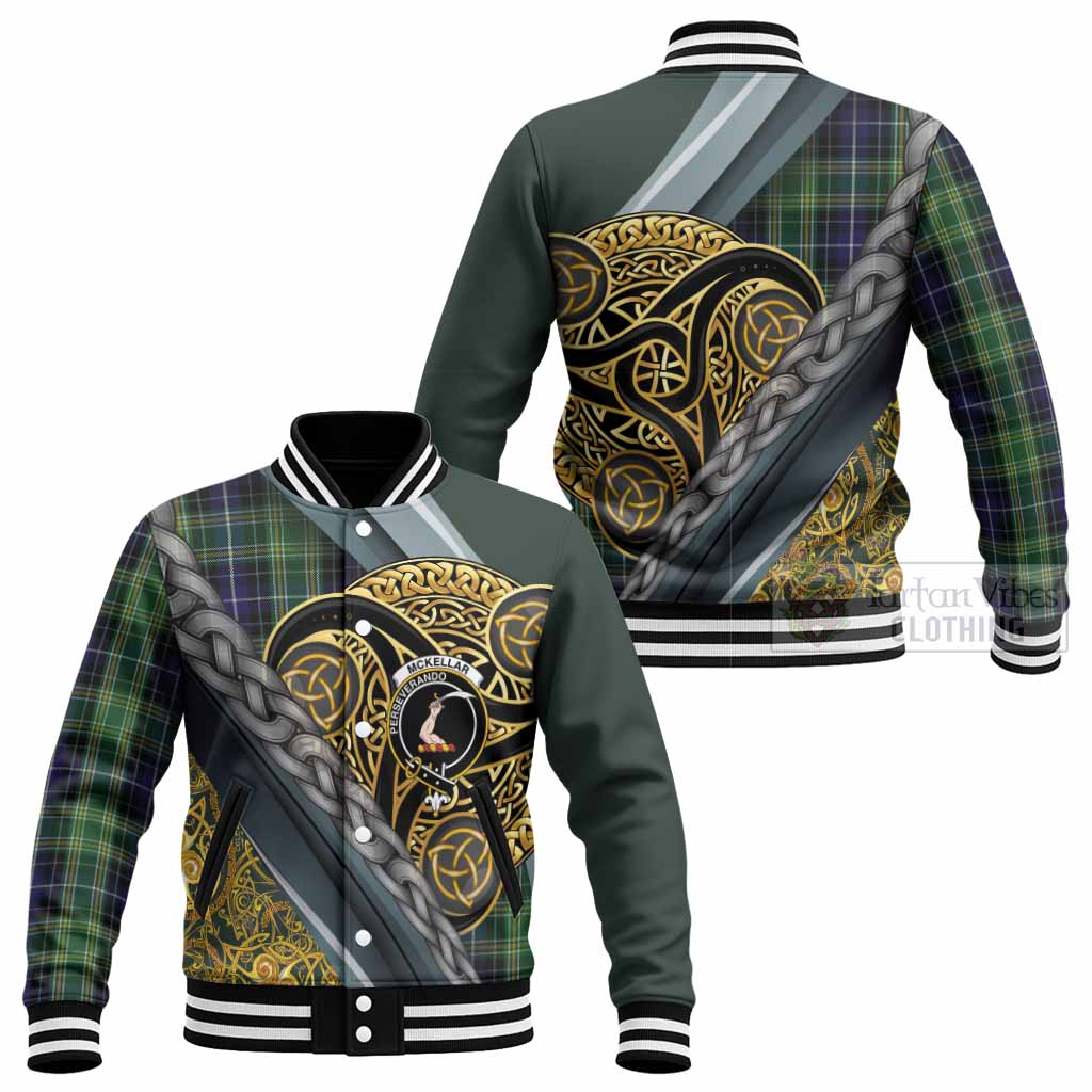 McKellar Tartan Crest Baseball Jacket Scottish Triskele Celtic - Tartan Vibes Clothing