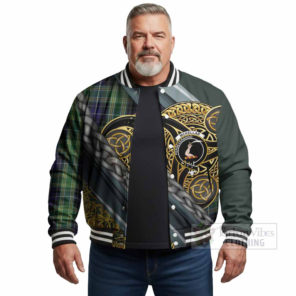 McKellar Tartan Crest Baseball Jacket Scottish Triskele Celtic - Tartan Vibes Clothing