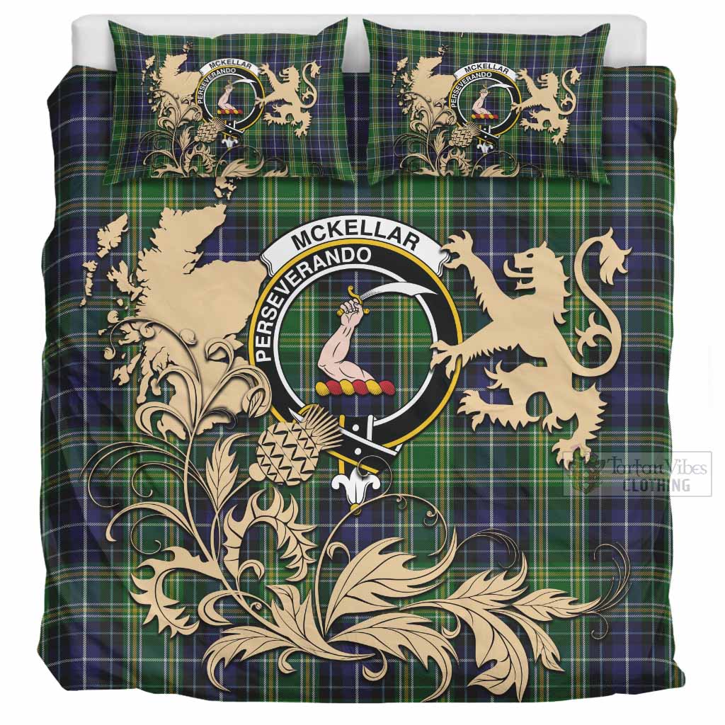 McKellar Tartan Crest Bedding Set with Scottish Iconic Symbols UK Bedding Set UK Super King 104*94 inch - Tartan Vibes Clothing