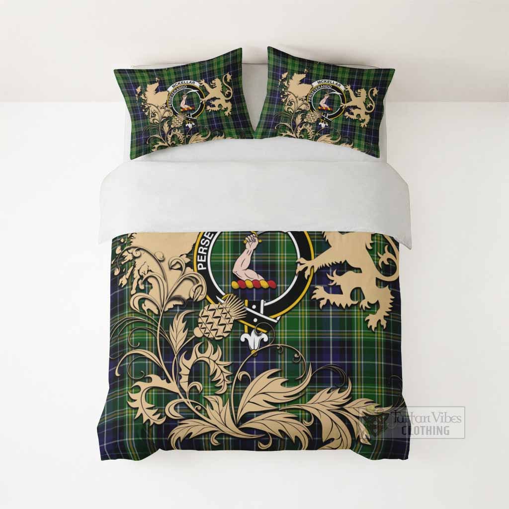 McKellar Tartan Crest Bedding Set with Scottish Iconic Symbols - Tartan Vibes Clothing