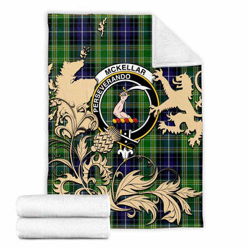 McKellar Tartan Crest Blanket with Scottish Iconic Symbols X-Large 59 x 79 inches 150 x 200 cm - Tartan Vibes Clothing