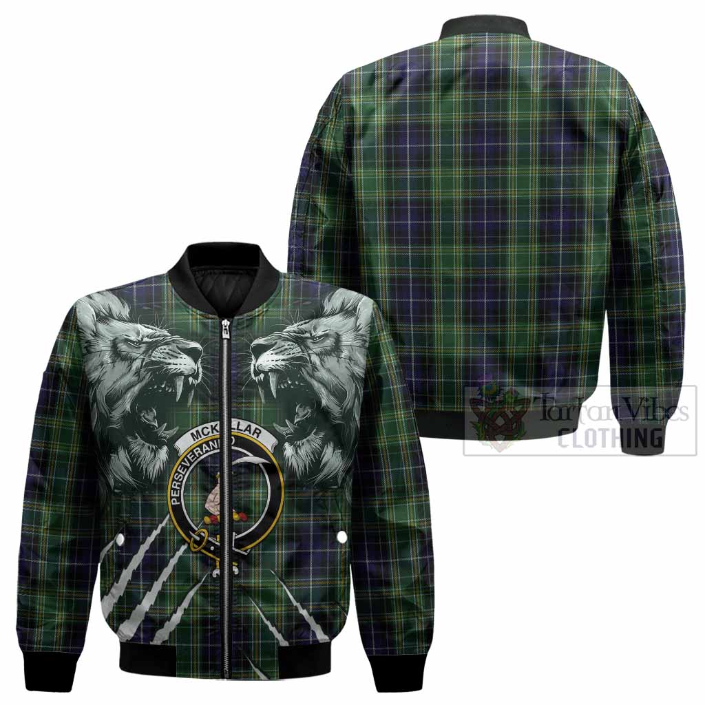 McKellar Tartan Crest Bomber Jacket Ferocious Lion Style - Tartan Vibes Clothing