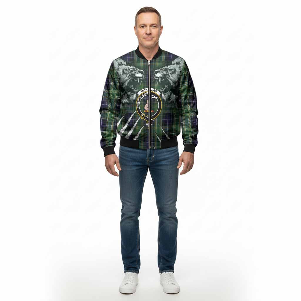 McKellar Tartan Crest Bomber Jacket Ferocious Lion Style - Tartan Vibes Clothing
