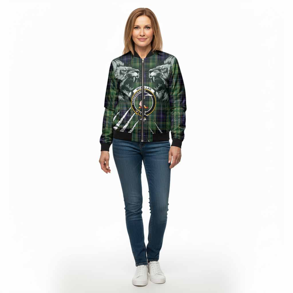 McKellar Tartan Crest Bomber Jacket Ferocious Lion Style - Tartan Vibes Clothing