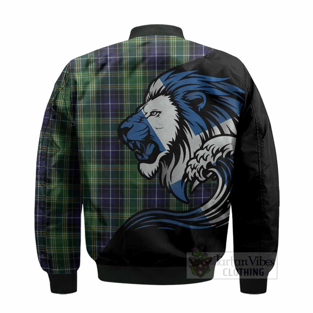 McKellar Tartan Crest Bomber Jacket Scottish Golden Lions Wave Flow - Tartan Vibes Clothing
