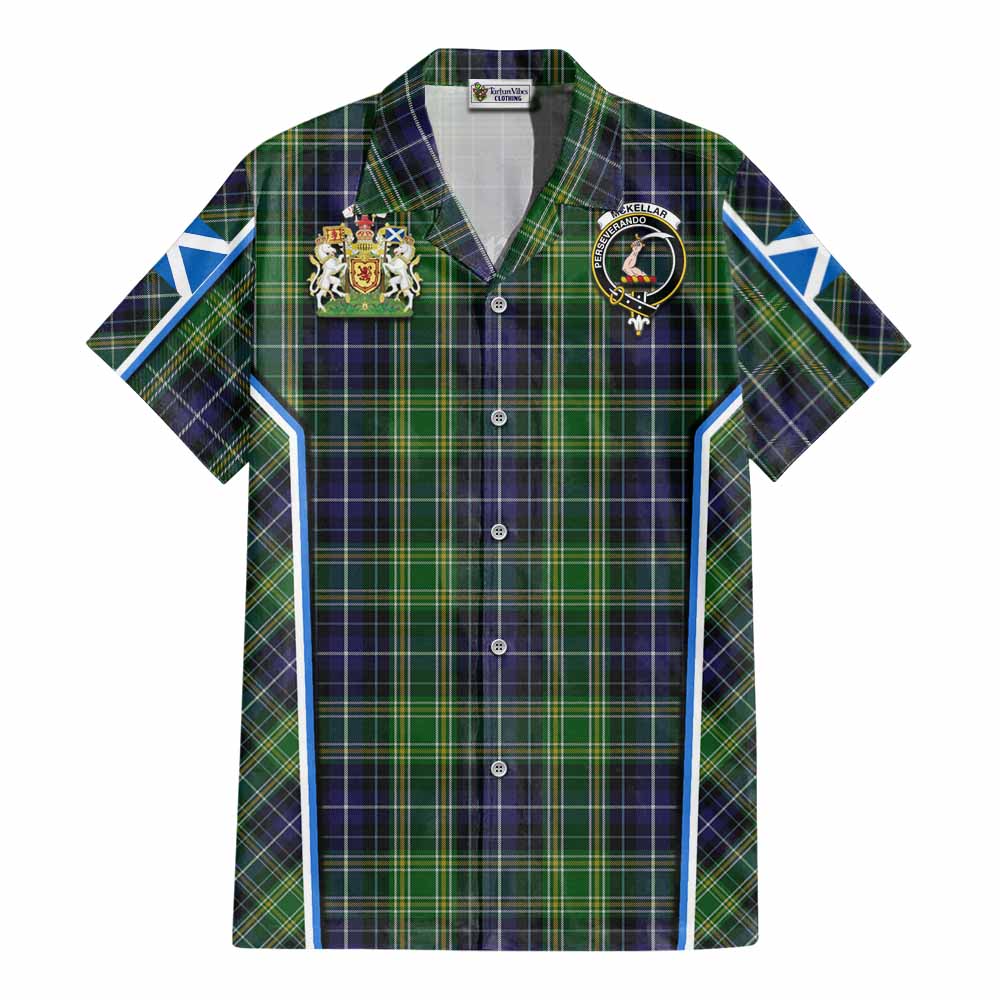 McKellar Tartan Crest Cotton Hawaiian Shirt Scotland Coat of Arm Flag Style - Tartan Vibes Clothing