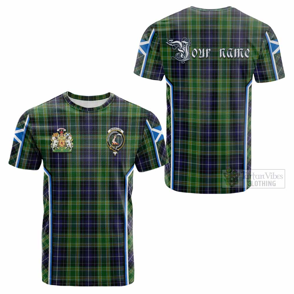 McKellar Tartan Crest Cotton T-shirt Scotland Coat of Arm Flag Style - Tartan Vibes Clothing