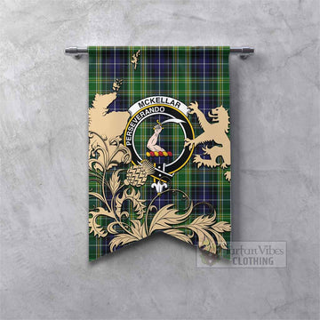 McKellar Tartan Crest Gonfalon with Scottish Iconic Symbols Fishtail - Tartan Vibes Clothing