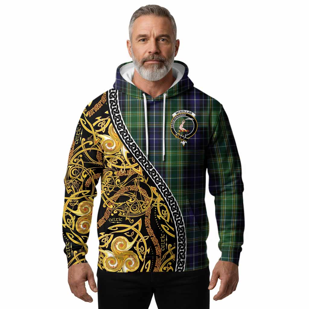 McKellar Tartan Crest Hoodie Celtic Knot and Triple Trickle Spiral Symbols