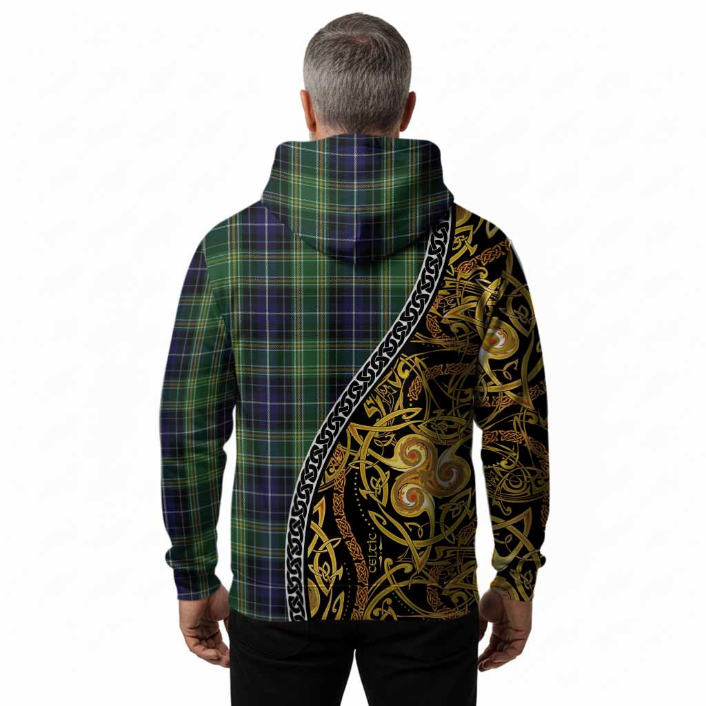 McKellar Tartan Crest Hoodie Celtic Knot and Triple Trickle Spiral Symbols