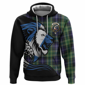 McKellar Tartan Crest Hoodie Scottish Golden Lions Wave Flow