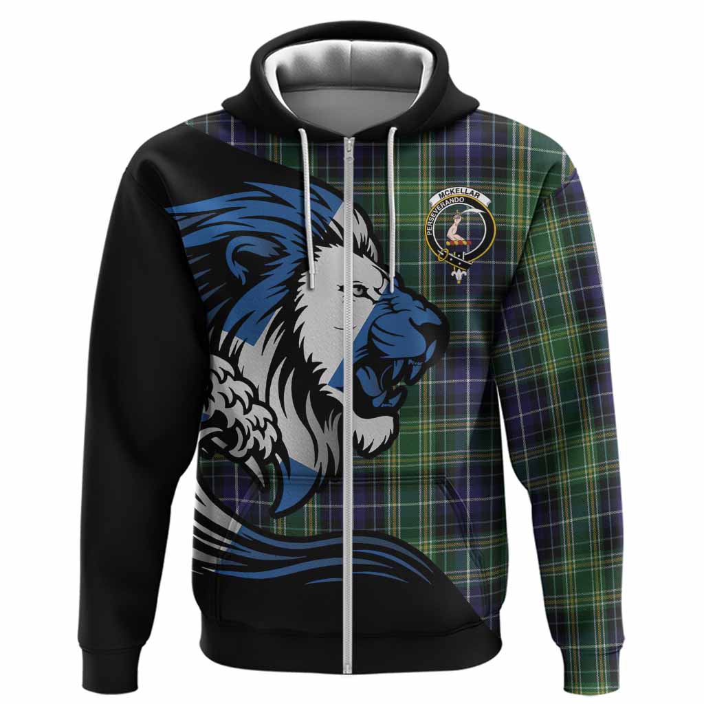 McKellar Tartan Crest Hoodie Scottish Golden Lions Wave Flow