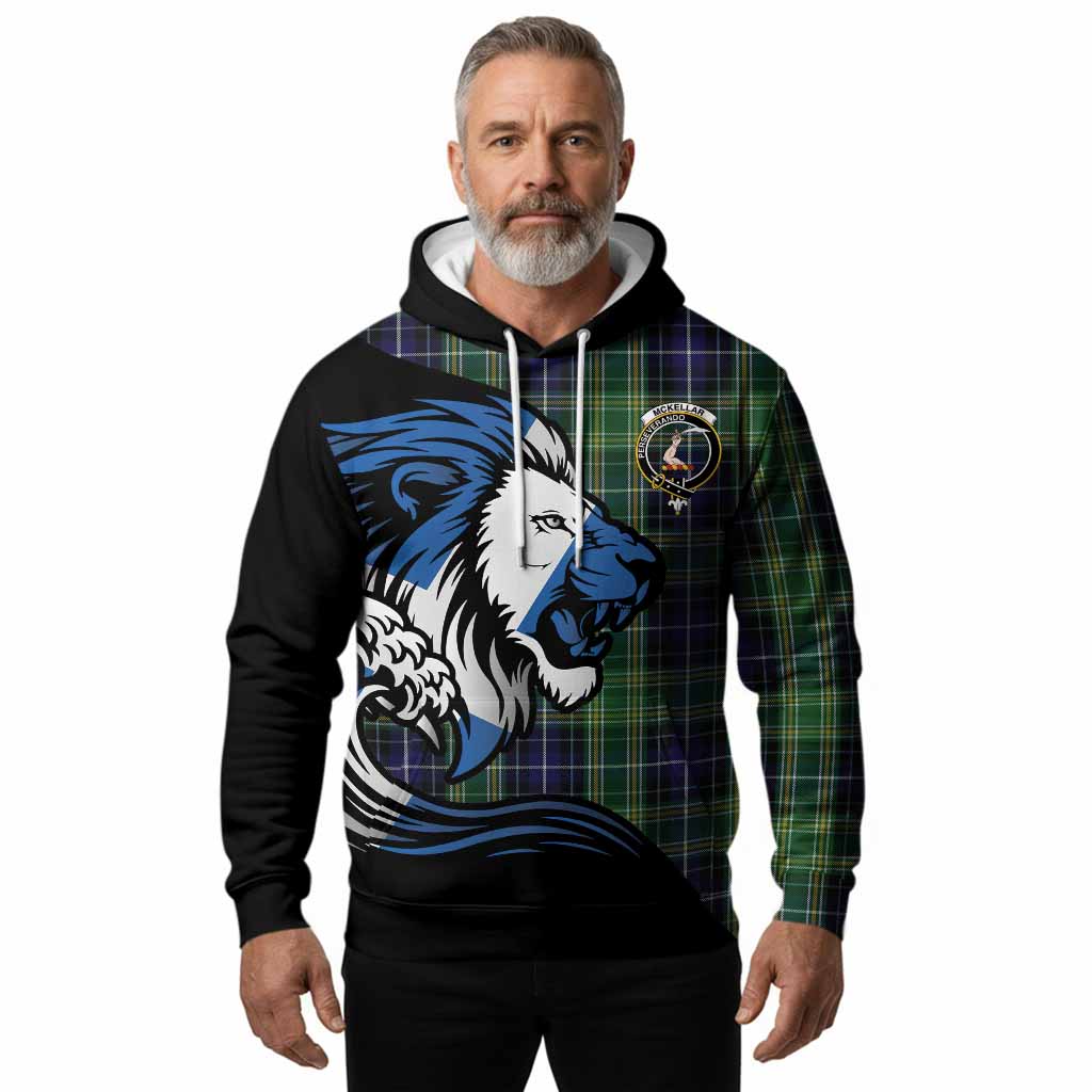 McKellar Tartan Crest Hoodie Scottish Golden Lions Wave Flow