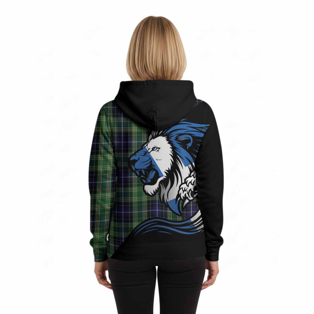 McKellar Tartan Crest Hoodie Scottish Golden Lions Wave Flow