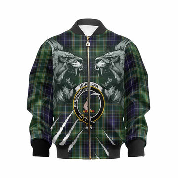McKellar Tartan Crest Kid Bomber Jacket Ferocious Lion Style