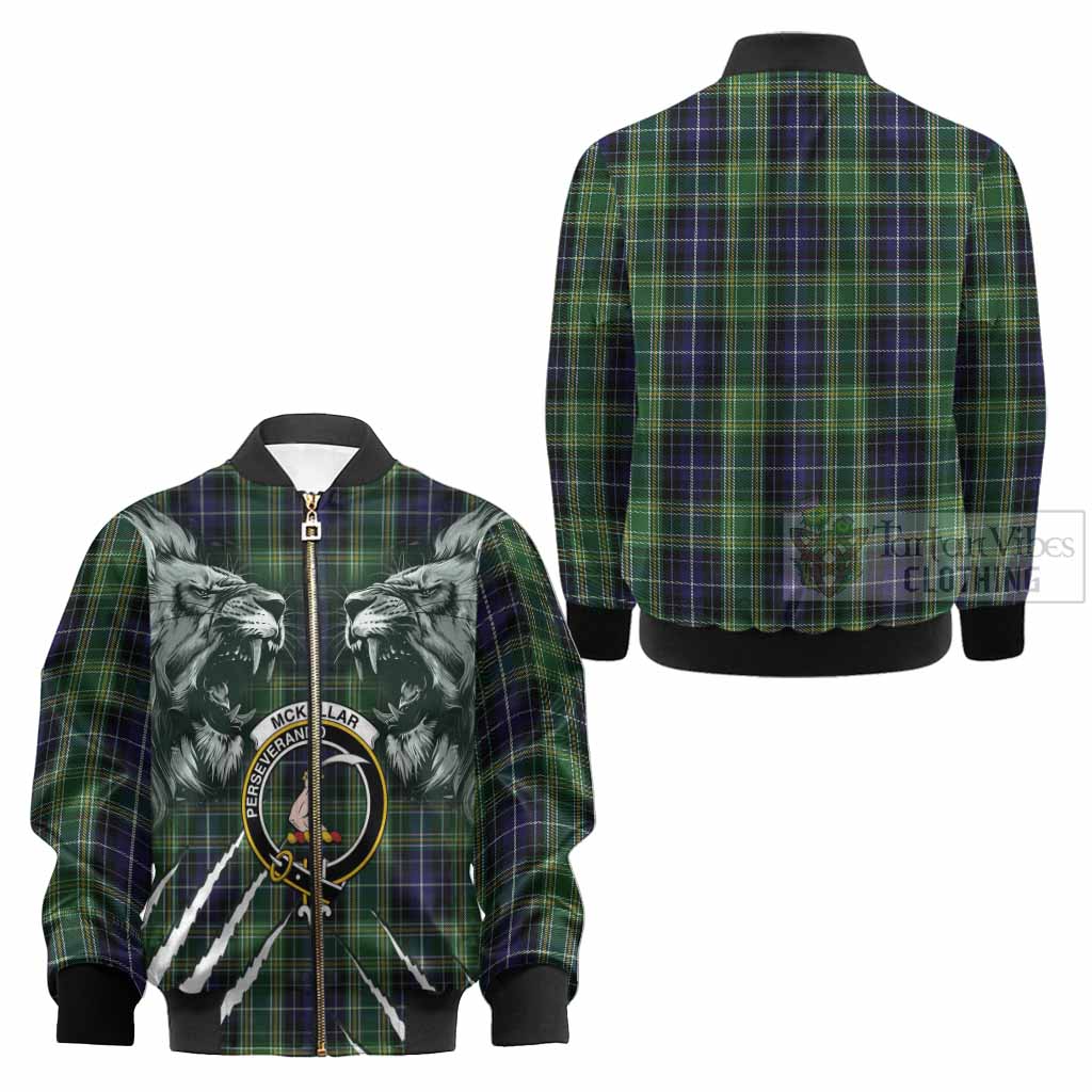 McKellar Tartan Crest Kid Bomber Jacket Ferocious Lion Style - Tartan Vibes Clothing