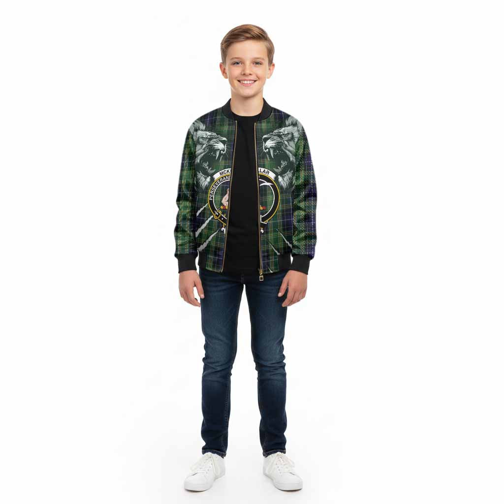 McKellar Tartan Crest Kid Bomber Jacket Ferocious Lion Style - Tartan Vibes Clothing