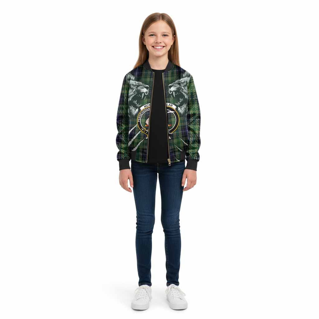 McKellar Tartan Crest Kid Bomber Jacket Ferocious Lion Style - Tartan Vibes Clothing
