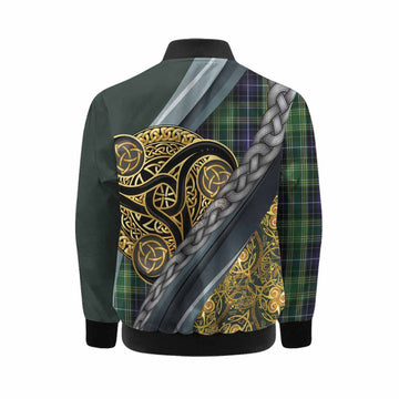 McKellar Tartan Crest Kid Bomber Jacket Scottish Triskele Celtic