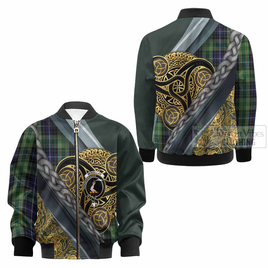 McKellar Tartan Crest Kid Bomber Jacket Scottish Triskele Celtic - Tartan Vibes Clothing