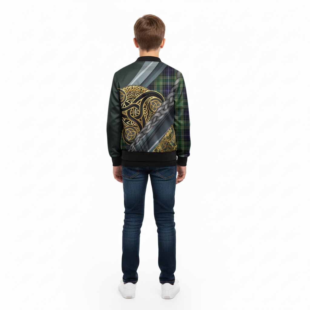 McKellar Tartan Crest Kid Bomber Jacket Scottish Triskele Celtic - Tartan Vibes Clothing