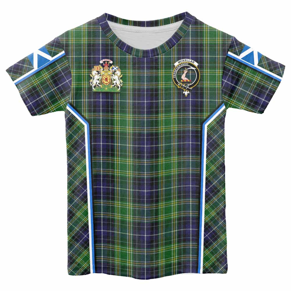 McKellar Tartan Crest Kid T-shirt Scotland Coat of Arm Flag Style - Tartan Vibes Clothing