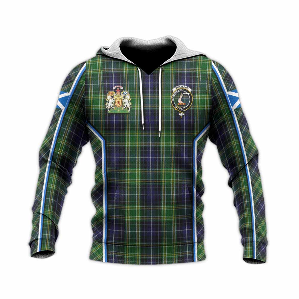 McKellar Tartan Crest Knitted Hoodie Scotland Coat of Arm Flag Style - Tartan Vibes Clothing