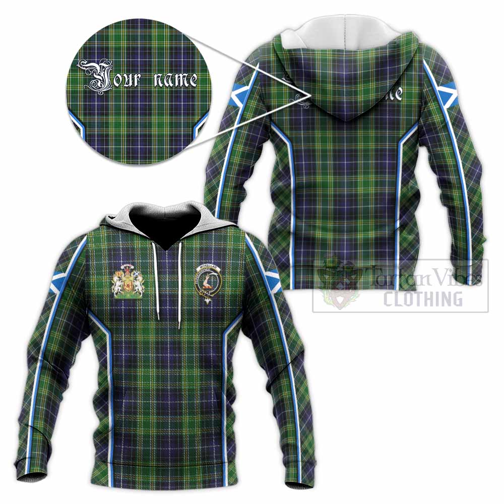 McKellar Tartan Crest Knitted Hoodie Scotland Coat of Arm Flag Style - Tartan Vibes Clothing