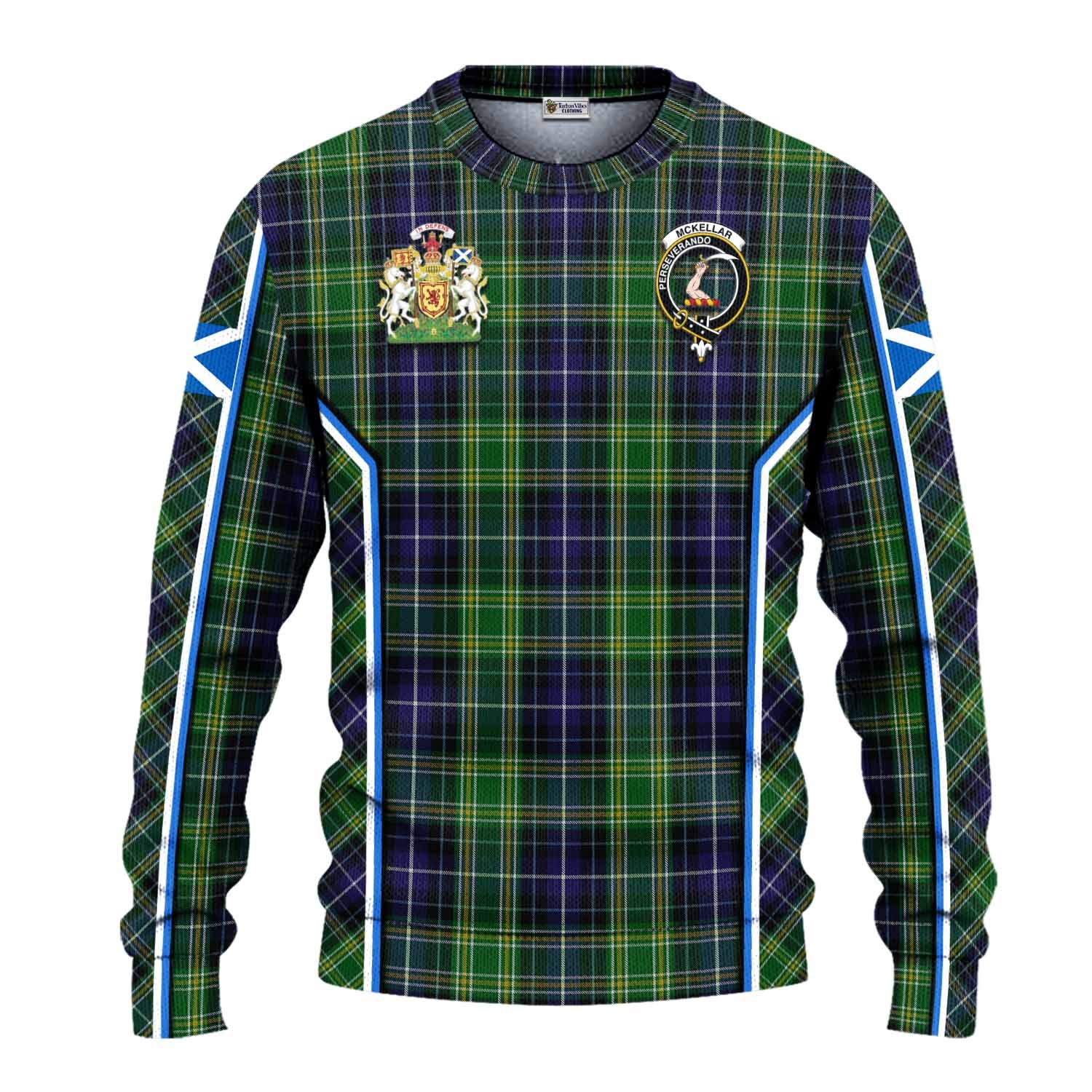 McKellar Tartan Crest Knitted Sweater Scotland Coat of Arm Flag Style - Tartan Vibes Clothing