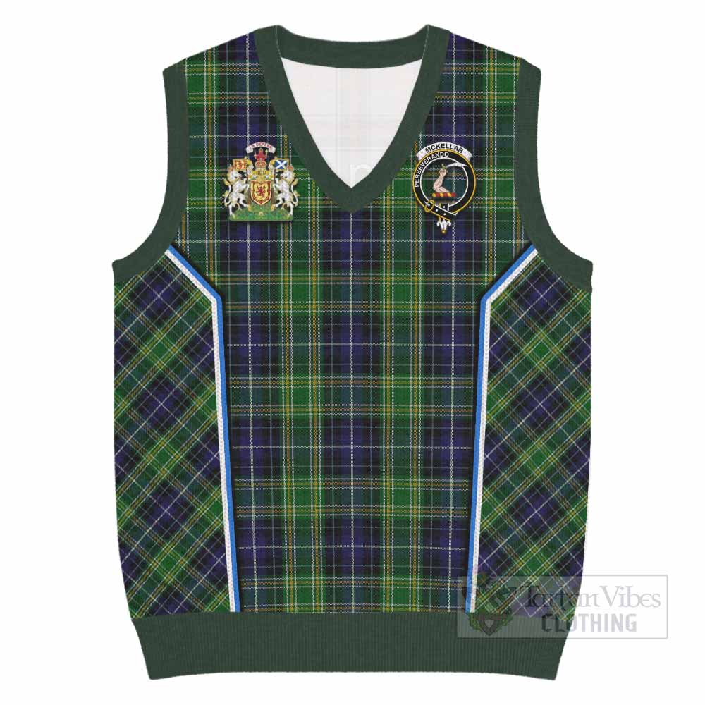 McKellar Tartan Crest Knitted V-Neck Vest Scotland Coat of Arm Flag Style - Tartan Vibes Clothing