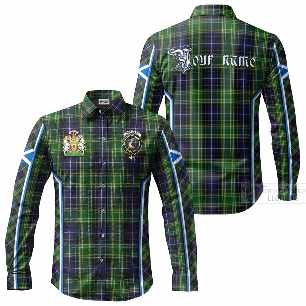 McKellar Tartan Crest Long Sleeve Button Shirts Scotland Coat of Arm Flag Style - Tartan Vibes Clothing
