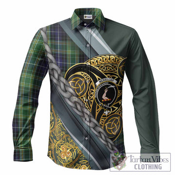 McKellar Tartan Crest Long Sleeve Button Shirts Scottish Triskele Celtic
