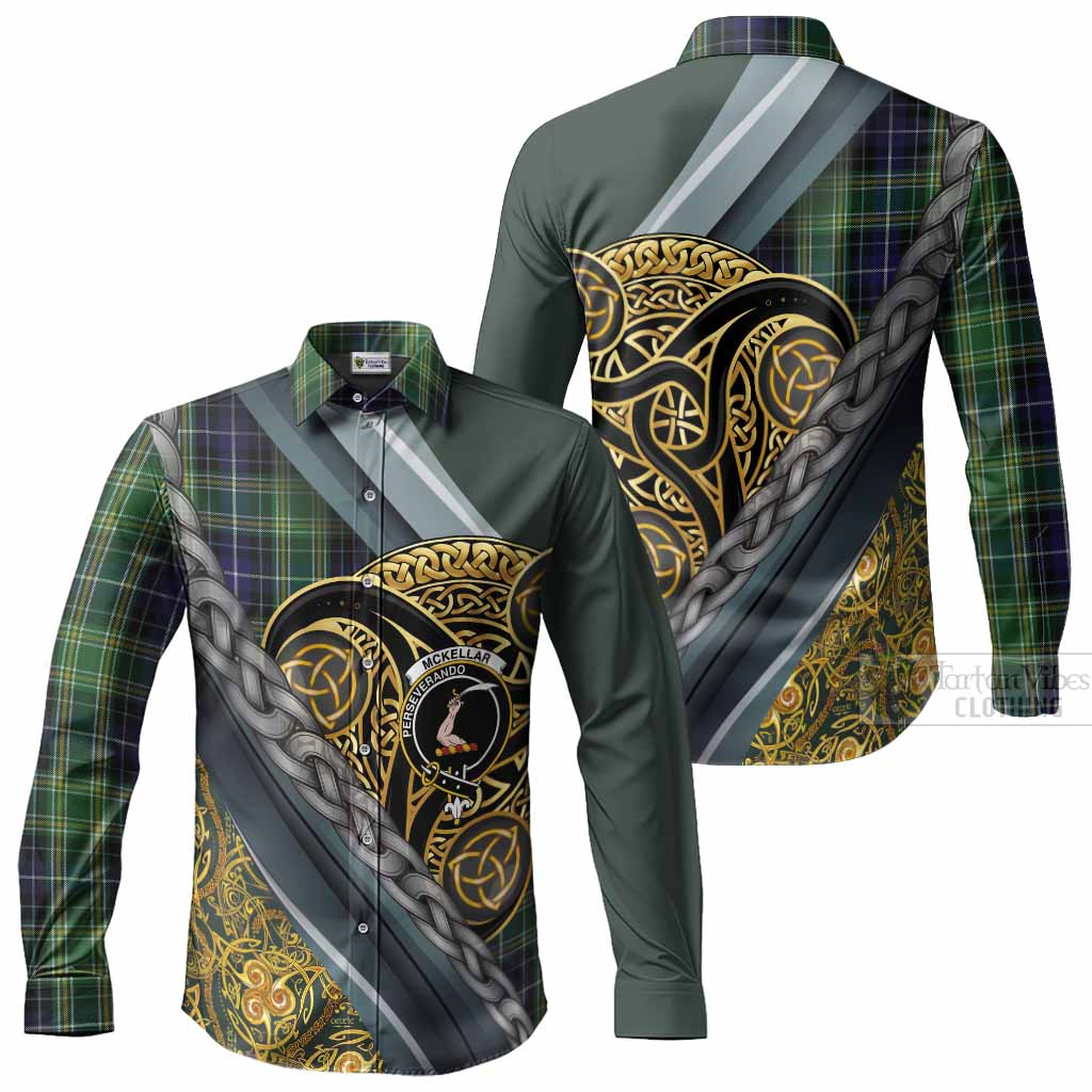 McKellar Tartan Crest Long Sleeve Button Shirts Scottish Triskele Celtic
