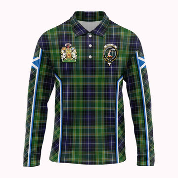 McKellar Tartan Crest Long Sleeve Polo Shirt Scotland Coat of Arm Flag Style - Tartan Vibes Clothing