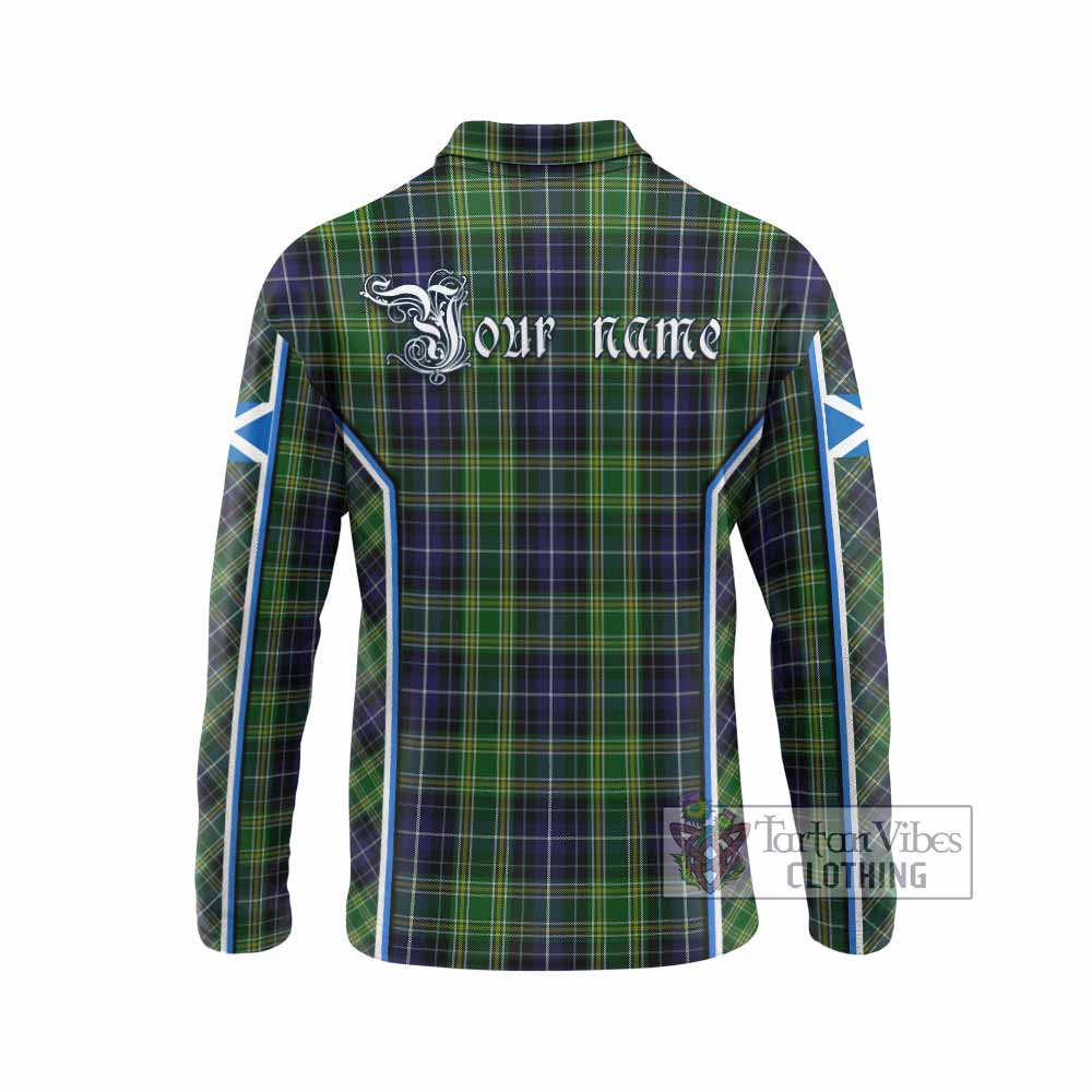 McKellar Tartan Crest Long Sleeve Polo Shirt Scotland Coat of Arm Flag Style - Tartan Vibes Clothing