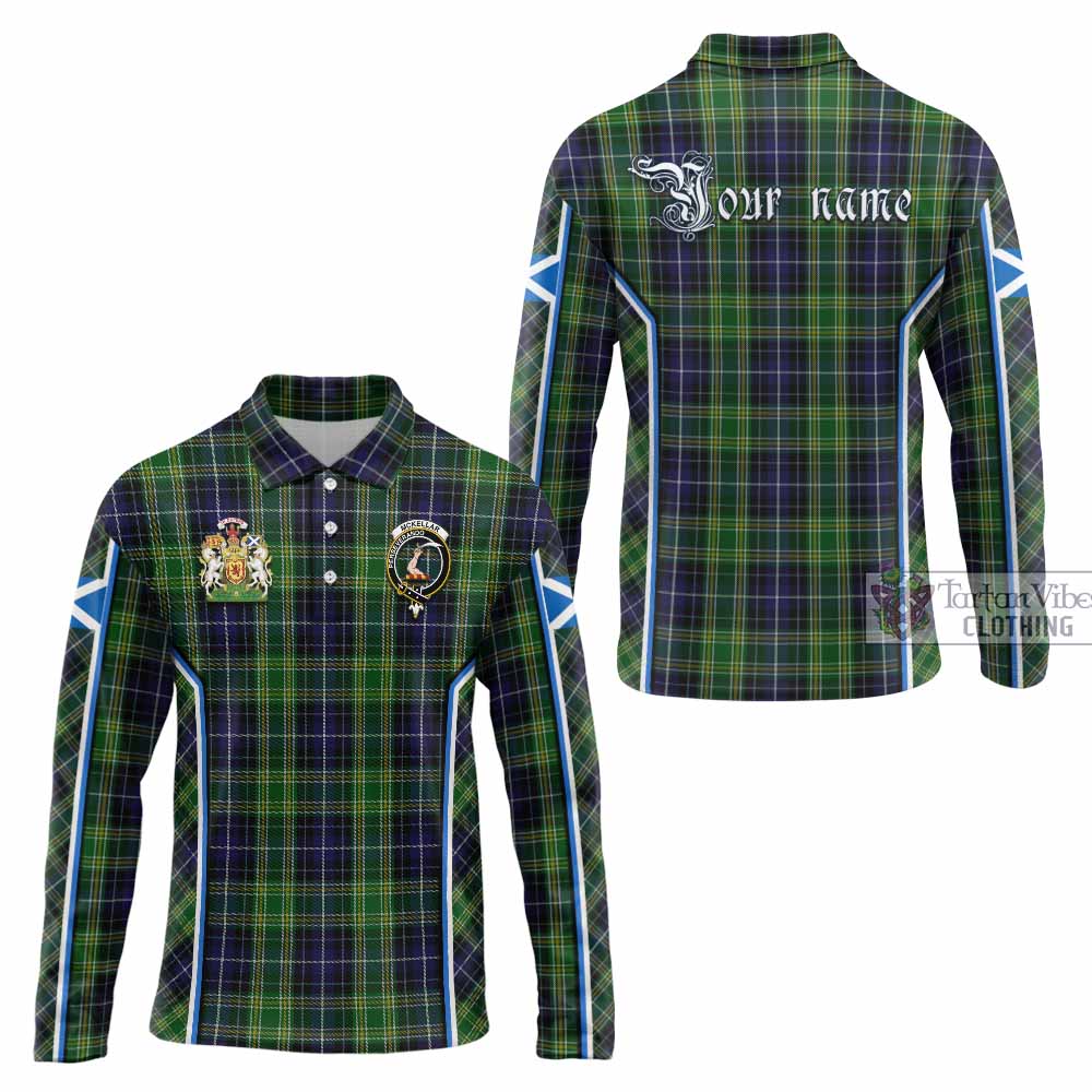 McKellar Tartan Crest Long Sleeve Polo Shirt Scotland Coat of Arm Flag Style - Tartan Vibes Clothing