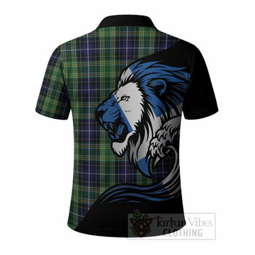 McKellar Tartan Crest Polo Shirt Scottish Golden Lions Wave Flow