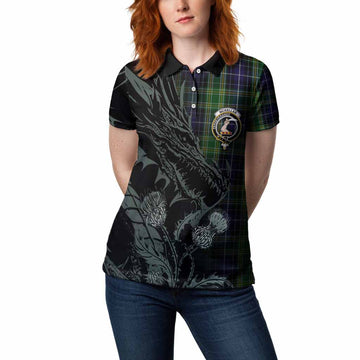 McKellar Tartan Crest Scottish Women Polo Shirt Dragon and Thistle