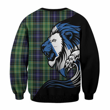 McKellar Tartan Crest Sweatshirt Scottish Golden Lions Wave Flow
