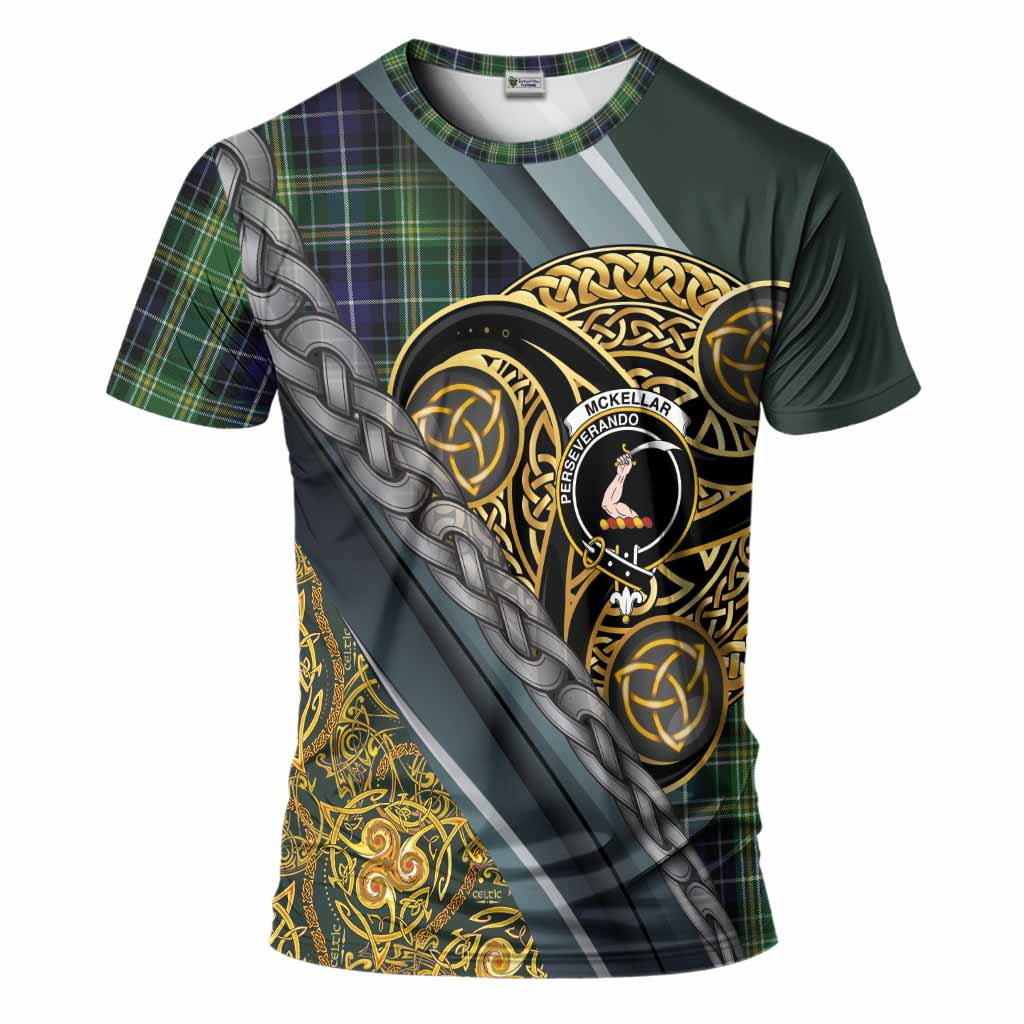 McKellar Tartan Crest T-Shirt Scottish Triskele Celtic