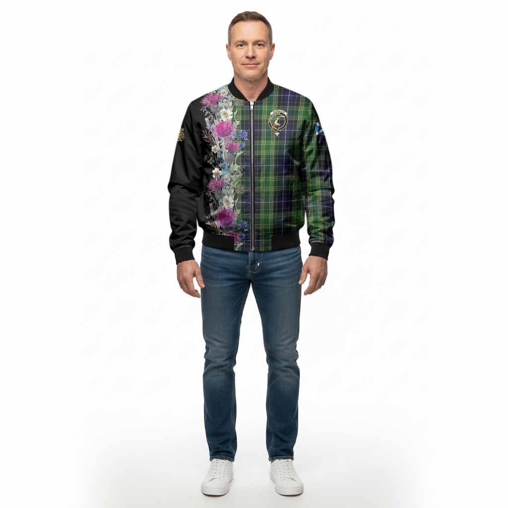 McKellar Tartan Crest Thistle Floral Bomber Jacket - Tartan Vibes Clothing