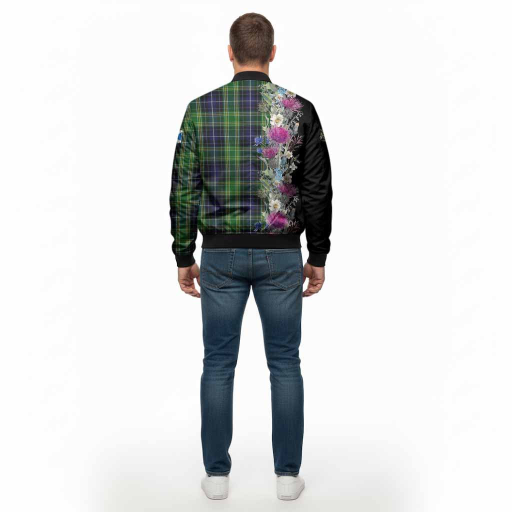 McKellar Tartan Crest Thistle Floral Bomber Jacket - Tartan Vibes Clothing