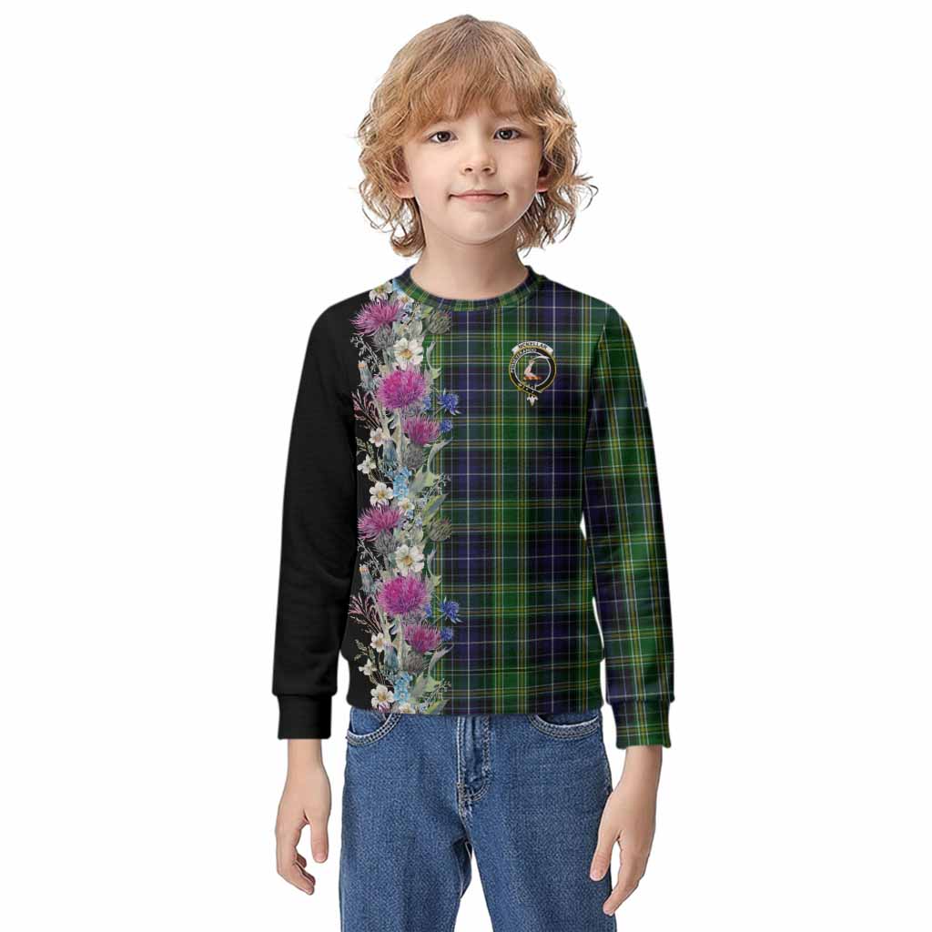 McKellar Tartan Crest Thistle Floral Kid Knitted Sweatshirt Kid - Tartan Vibes Clothing