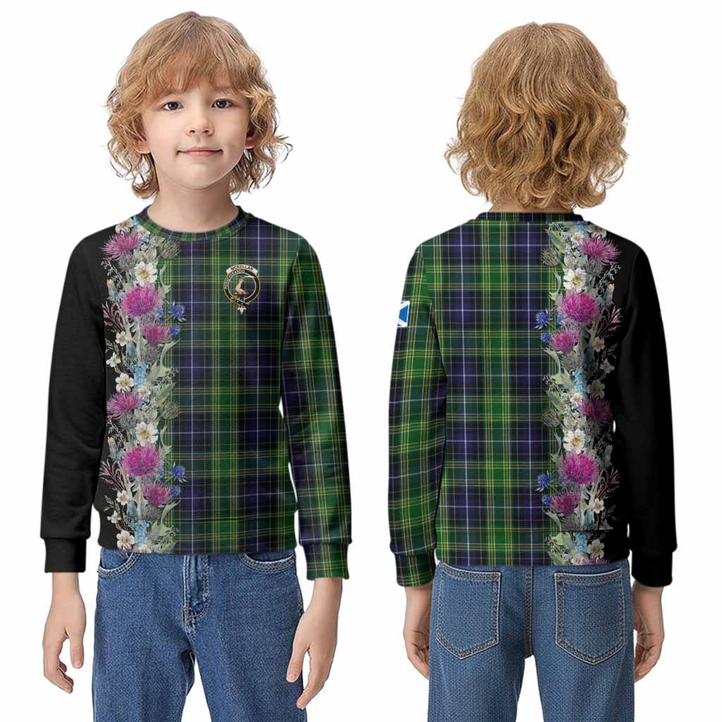 McKellar Tartan Crest Thistle Floral Kid Knitted Sweatshirt - Tartan Vibes Clothing