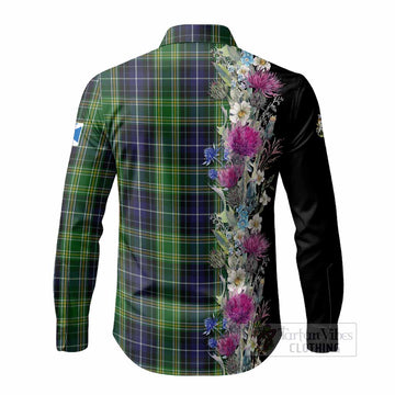 McKellar Tartan Crest Thistle Floral Long Sleeve Button Shirts - Tartan Vibes Clothing