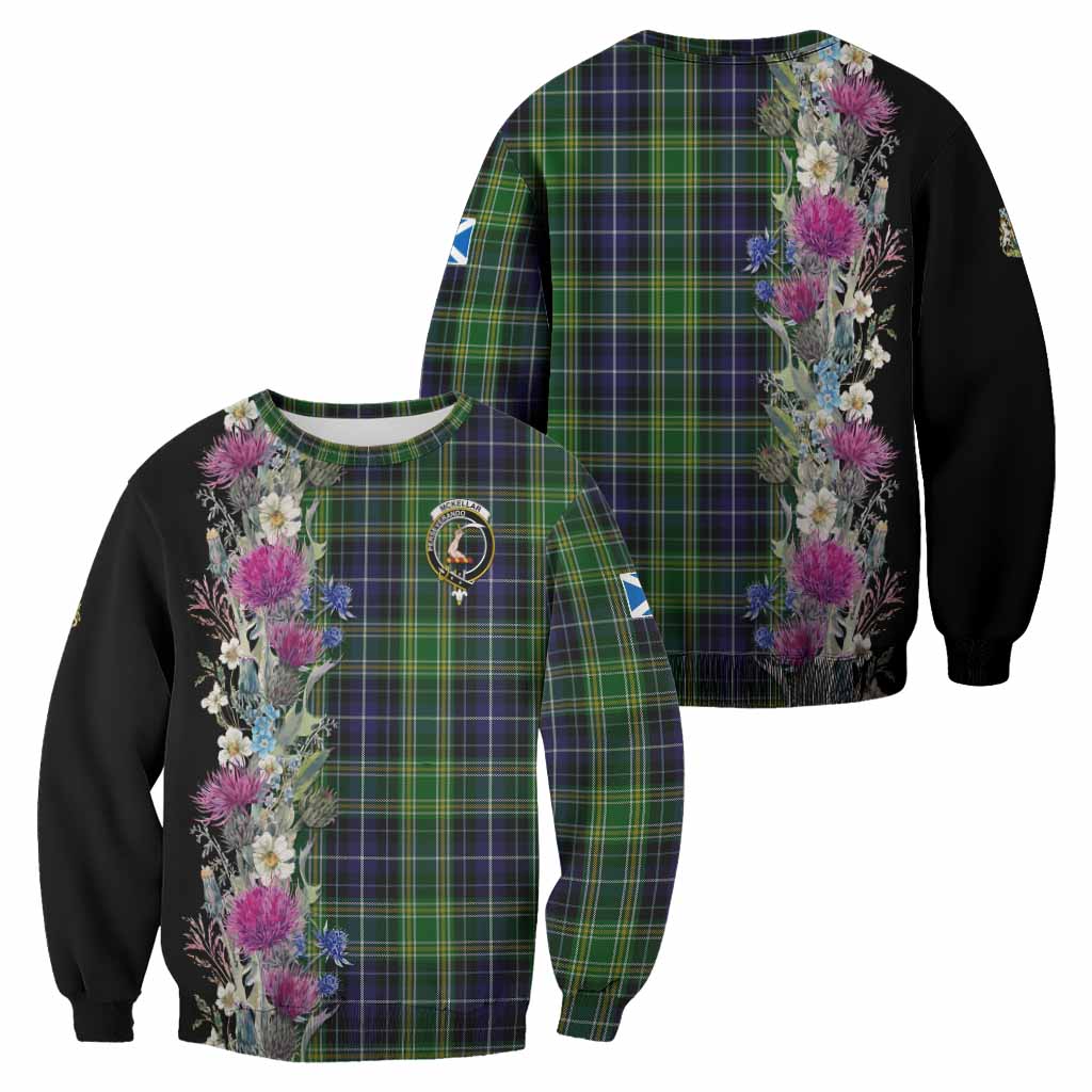 McKellar Tartan Crest Thistle Floral Sweatshirt - Tartan Vibes Clothing