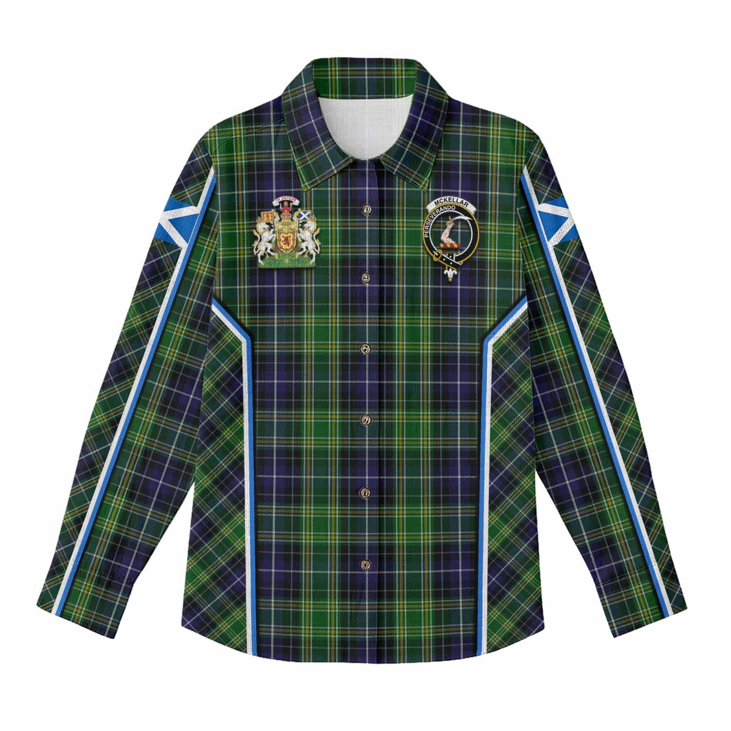McKellar Tartan Crest Women Casual Shirt Scotland Coat of Arm Flag Style - Tartan Vibes Clothing